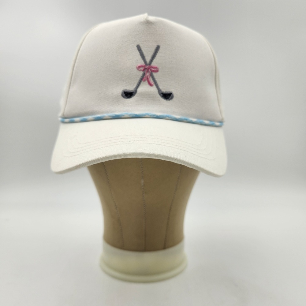David‎ and Young Womens White Golf Club Bow Embroidered Snapback Hat with Tags